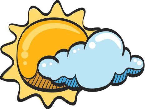 Weather forecast partly sunny icon in color drawing.