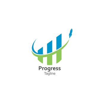 rocket progress logo,good progress logo vector icon illustration design