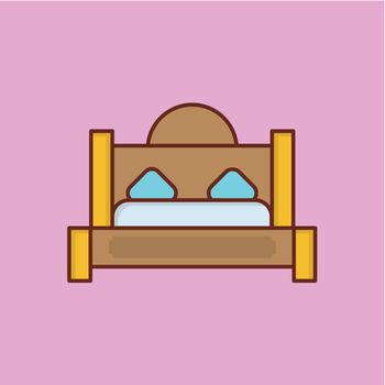 bed vector flat color icon