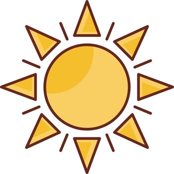sun Vector illustration on a transparent background. Premium quality symbols. Vector Line Flat color icon for concept and graphic design.
