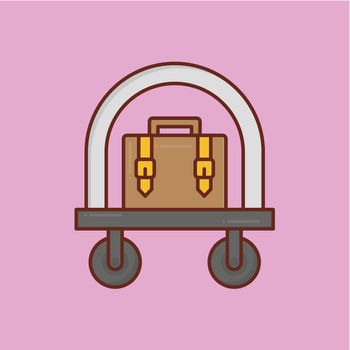 luggage vector flat color icon