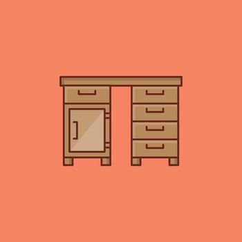 desk vector flat color icon