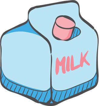 Milk packaging icon in color drawing. Food breakfast breakfast paper carton
