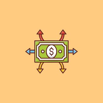 money Vector illustration on a transparent background. Premium quality symbols. Vector Line Flat color icon for concept and graphic design.