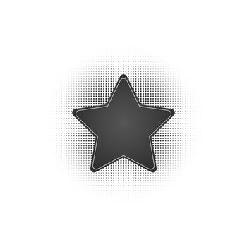 Black abstract vector star frame halftone dots logo emblem design element with . Round border using halftone circle dots.