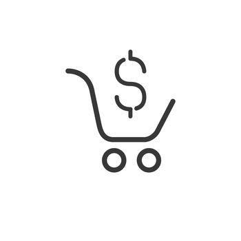 shopping cart with dollar symbol. Vector Illustration isolated on white