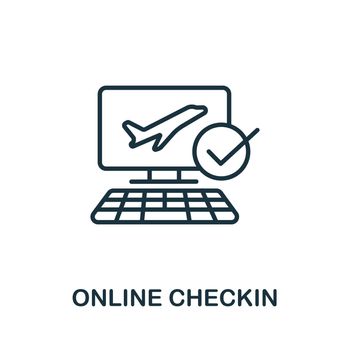 Online Check In icon from airport collection. Simple line Online Check In icon for templates, web design and infographics.