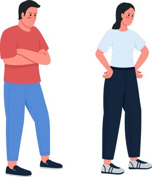 Upset people semi flat color vector character set. Posing figures. Full body people on white. Emotional expression isolated modern cartoon style illustration for graphic design and animation pack