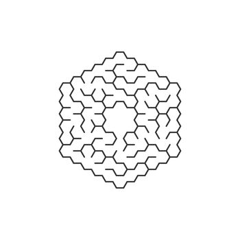 circular labyrinth in the shape of a hexagon. Vector illustration isolated
