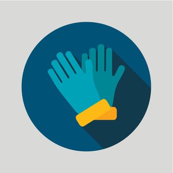 Rubber garden gloves flat vector icon. Icon rubber gloves for working in the garden. Icon household rubber gloves. Vector illustration.