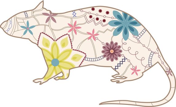vector isolated painted vintage rat eps 10