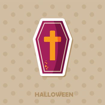 Coffin vector icon. Halloween sticker, eps 10