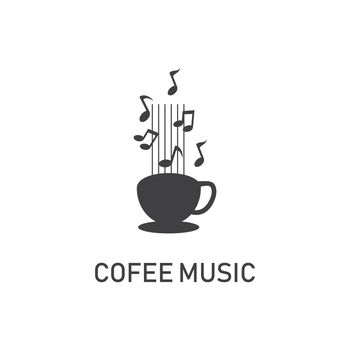 Coffee and music logo vector flat design