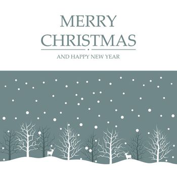 Merry Christmas card design of dry trees in the snow