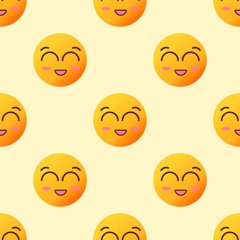 Seamless line pattern with emoticons on yellow background emoji vector. Smiles face texture template. Modern smileys for textiles, interior design, for book design, website