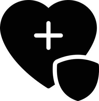 heart secure vector glyph flat icon