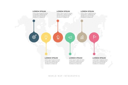 6 colorful elements with place for text. Minimal infographic design layout.