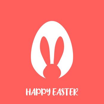 Easter egg shape with bunny ears silhouette - traditional symbol of holiday. Simple eggs hunt design. Vector illustration for poster, card or banner.