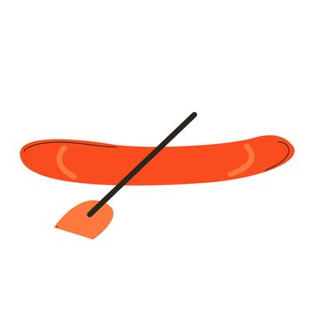 Inflatable rubber boat with a paddle. Isolated element on white background.