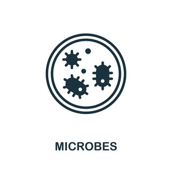 Microbes icon. Black sign from hospital regime collection. Creative Microbes icon for web design, templates and infographics.