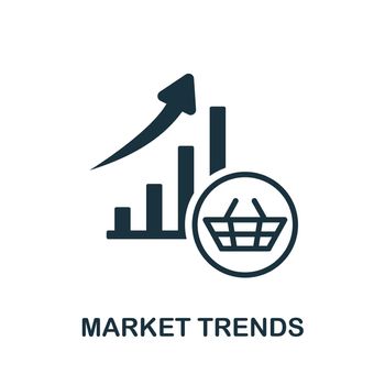 Market Trends icon. Black sign from market economy collection. Creative Market Trends icon for web design, templates and infographics.