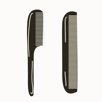 Hairbrush black for hairdressing. Isolated element on a white background.