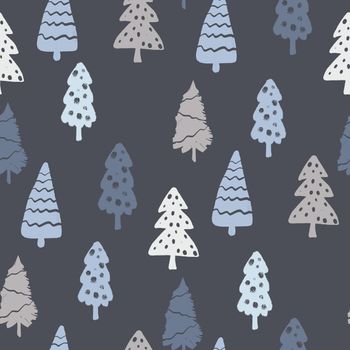 Doodle hand drawn fir trees set. Simple Christmas trees collection. Vector illustration