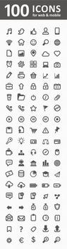 100 icons for web and mobile set eps 10