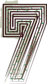 Number 7 Eco Logo Icon Design - Vector Illustration
