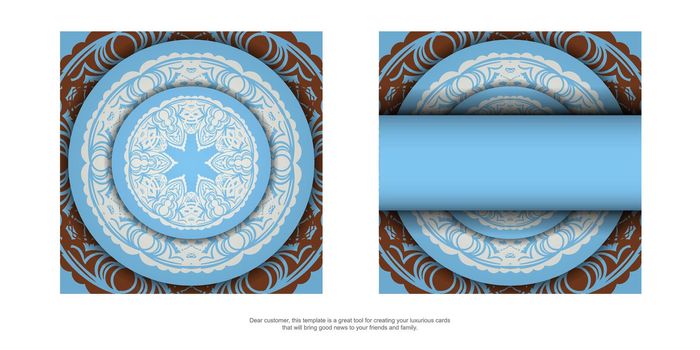 A blue brochure with a luxurious white pattern for your congratulations.