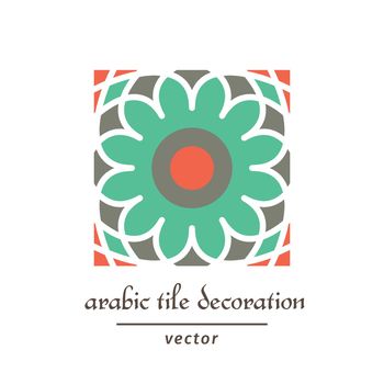 Seamless pattern swatch with arabic geometric ornament. Vector mosaic tile design