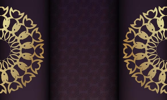 Burgundy background with abstract gold pattern and place for logo or text