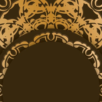 Leaflet in brown color with abstract gold pattern for your design.