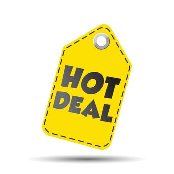 Hot deal yellow hang tag. Vector illustration