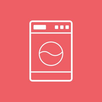 Washer flat vector icon. Laundress sign symbol flat vector illustration on red background.