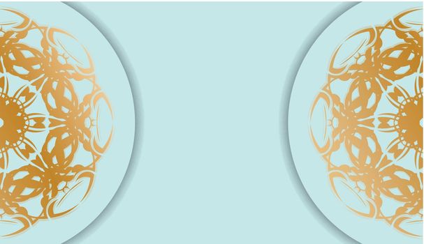 Aquamarine background with luxurious gold ornaments and space for text