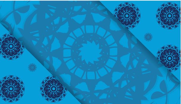 Baner in blue with luxurious ornaments for design under your logo