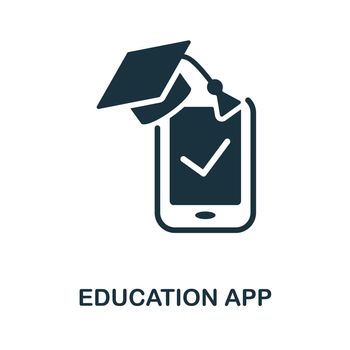 Education App icon. Black sign from creative learning collection. Creative Education App icon for web design, templates and infographics.