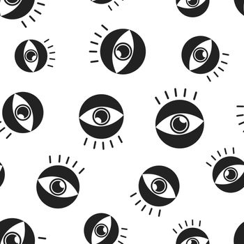 Eye seamless pattern background. Business flat vector illustration. Eyesight vision sign symbol pattern.