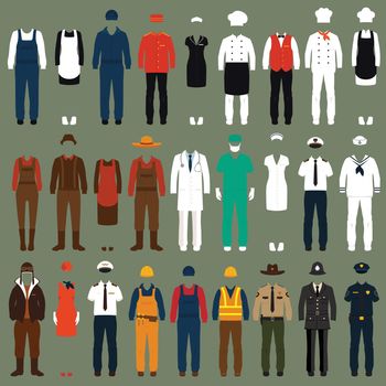 vector icon workers, profession people uniform, cartoon vector illustration 