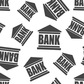 Bank building seamless pattern background. Business flat vector illustration. Bank symbol pattern.