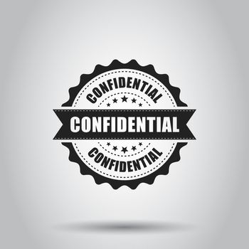 Confidential grunge rubber stamp. Vector illustration on white background. Business concept confidential secret stamp pictogram.