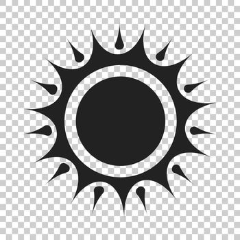 Sun vector icon. Summer sunshine illustration on isolated transparent background. Sun sunlight concept.