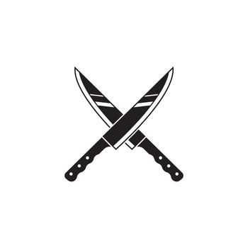 crossed kitchen knife or blade vector icon illustration design template web 
