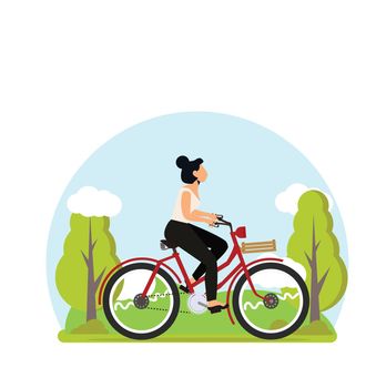 woman riding a bicycle  vector people