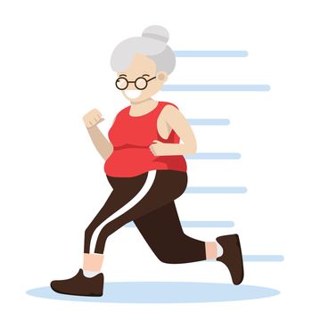 old woman attractive running cartoon vector