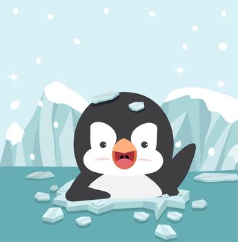 Cartoon Penguin cartoon on ice floe