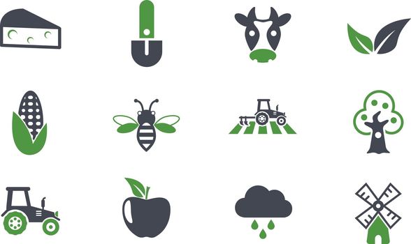 agriculture simple vector icons in two colors
