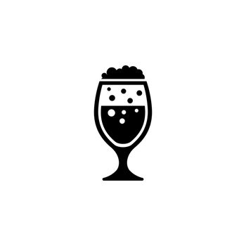 Lager Beer Glass. Flat Vector Icon. Simple black symbol on white background