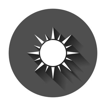 Sun vector icon. Summer sunshine illustration with long shadow. Sun sunlight concept.